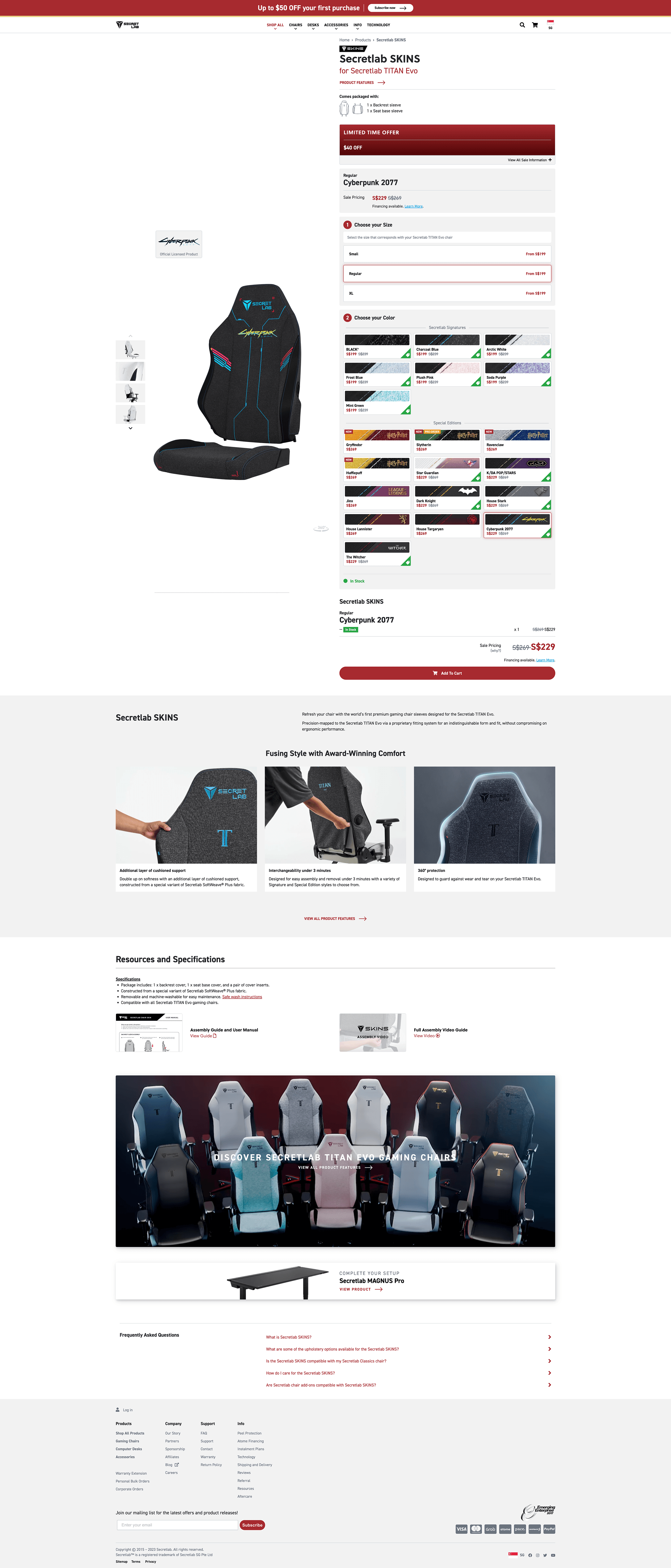 Secretlab SKINS product page