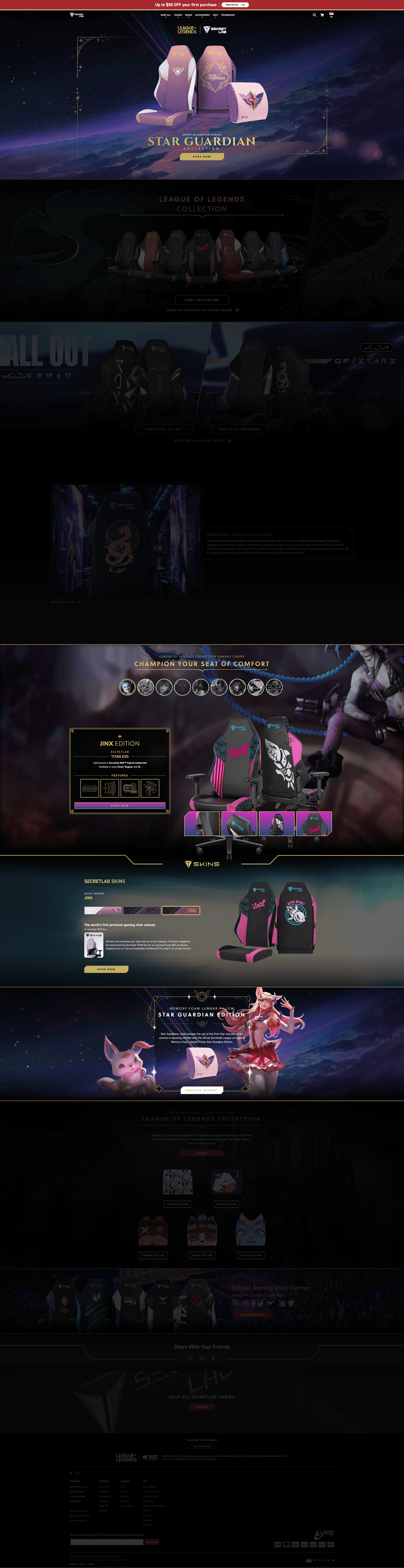 League of Legends partnership page revamped for Secretlab SKINS product line launch