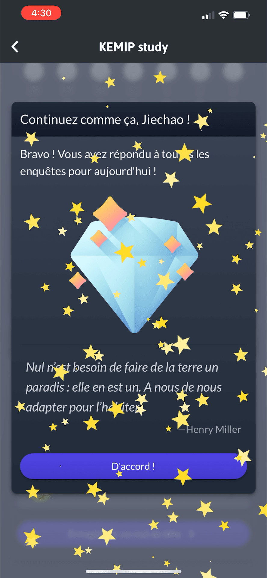 KEMIP daily task completion