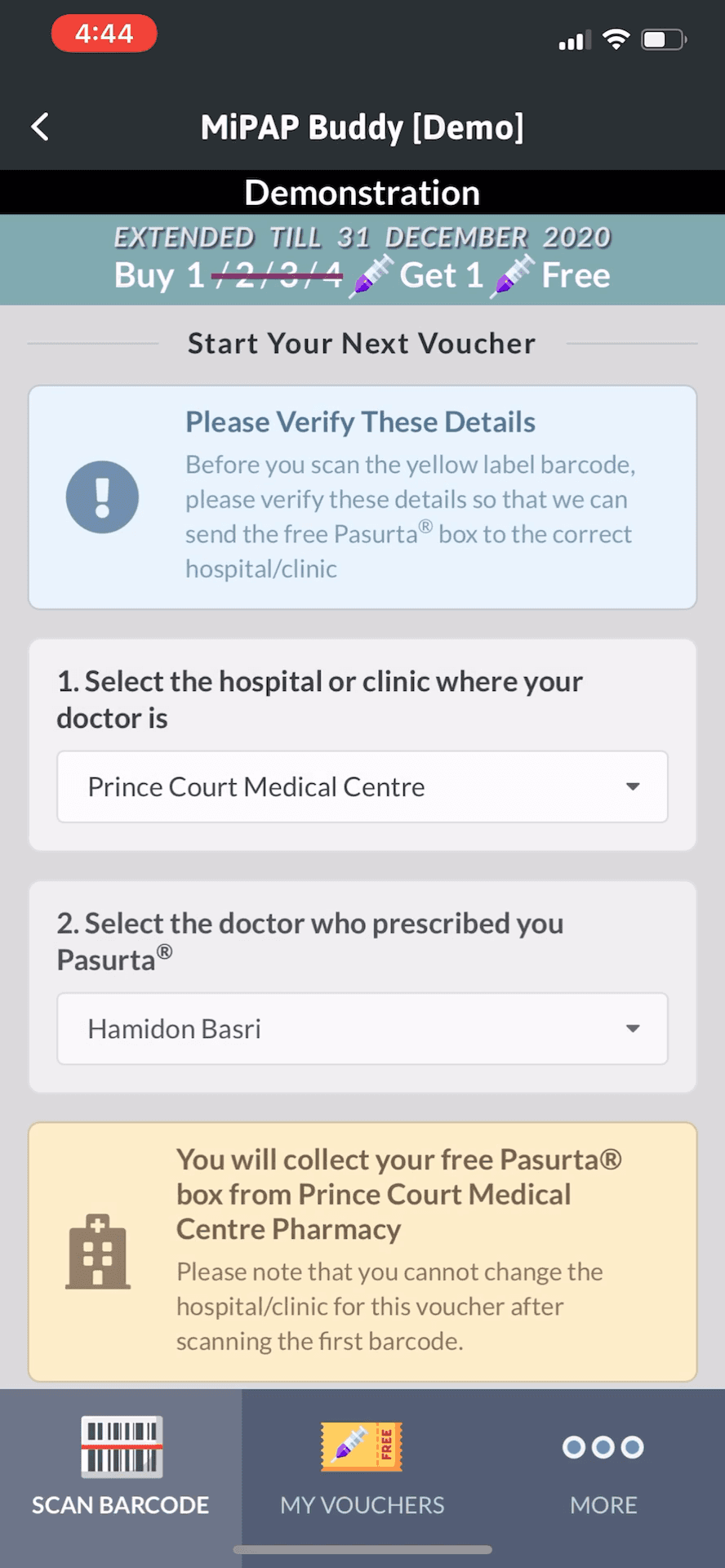 MiPAP scanning pink barcode