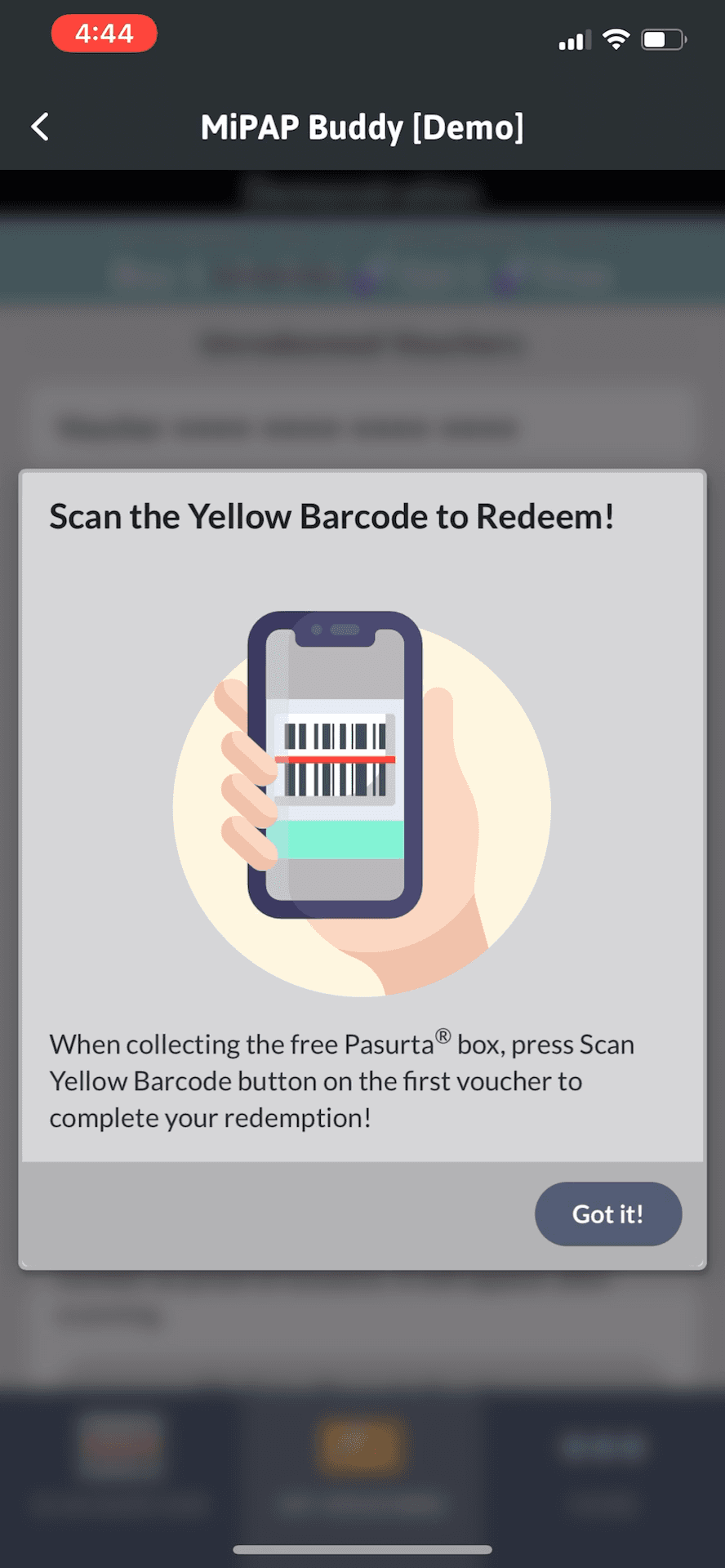 MiPAP claiming unredeemed voucher