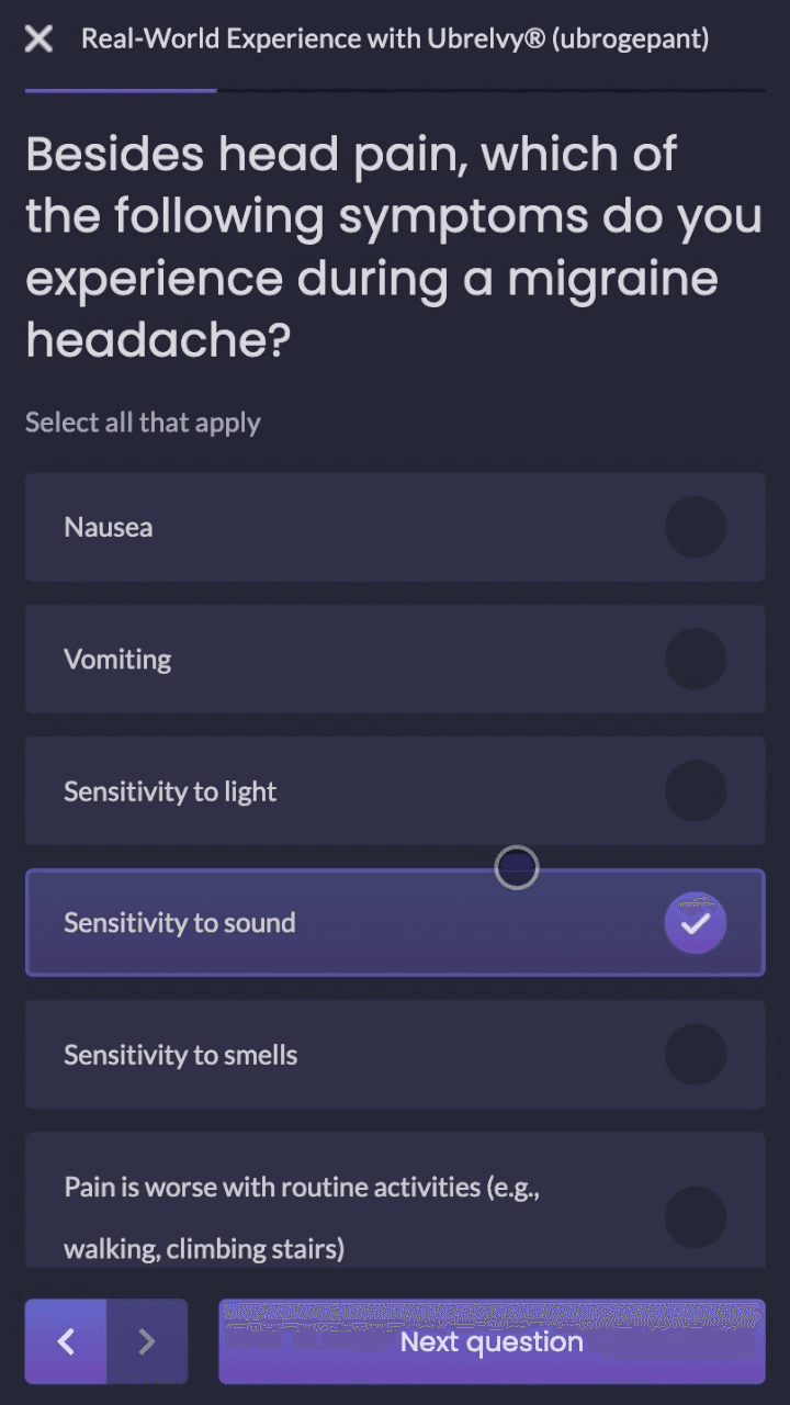 Ubrelvy survey questionnaire